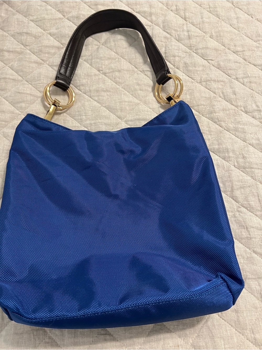 Women's Royal Blue Shoulder Bag with Gold Ring Details
